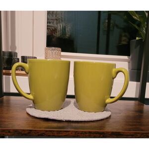 Corelle Stoneware Lime Green Coffee Mugs Modern Kitchen Drinkware Set of‎ 2